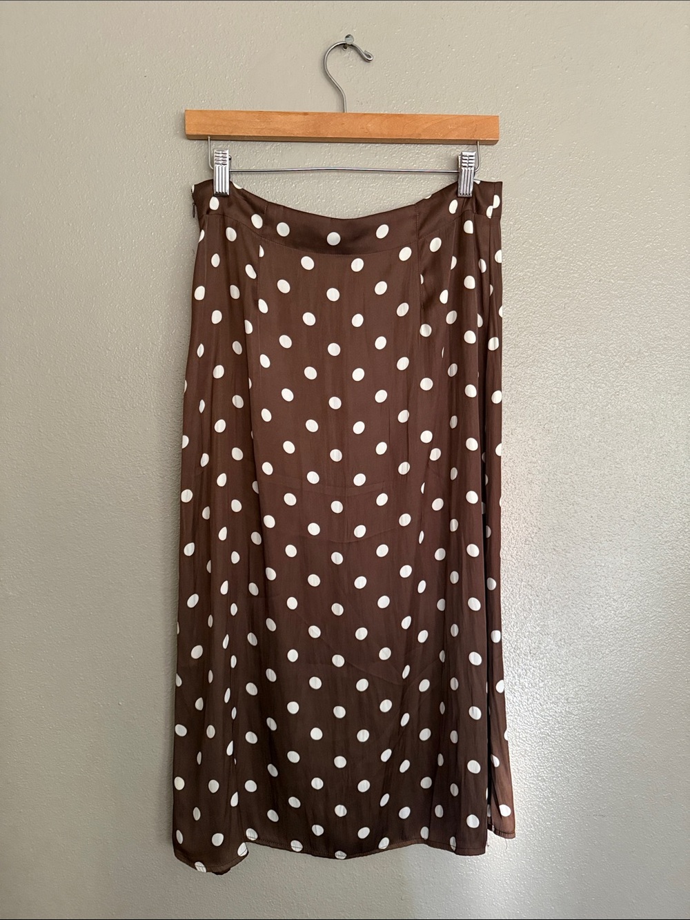 Free People Brown Polka Dot Button-Front Midi Skirt